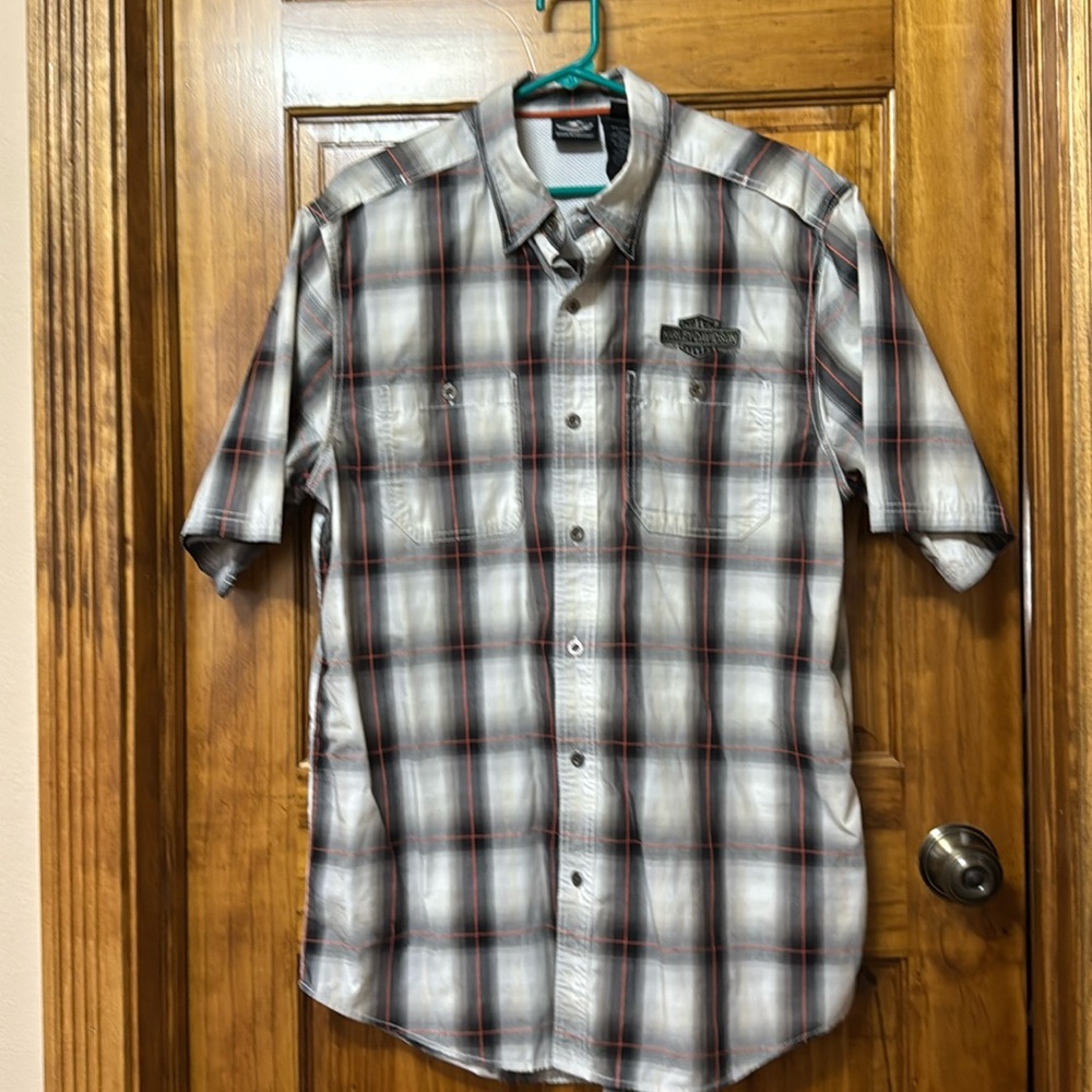 Harley Davidson men’s large tall short sleeve button down shirt